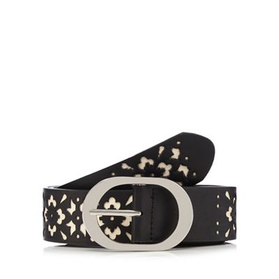 The Collection Black floral cut-out belt